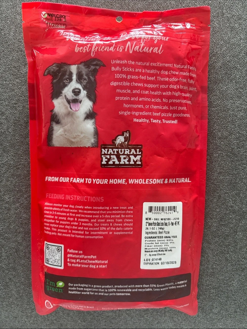 NEW NEVER OPENED 12” 10 pieces NATURAL FARM Bully Sticks Dog Chews